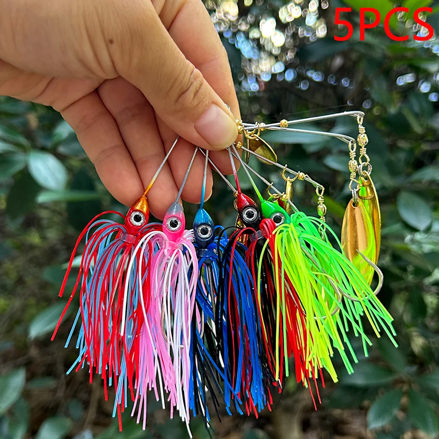 5 pçs chatterbait iscas de pesca conjunto spinner kit isca artificial saias weedless buzzbait wobblers para baixo pique swimbait walleye