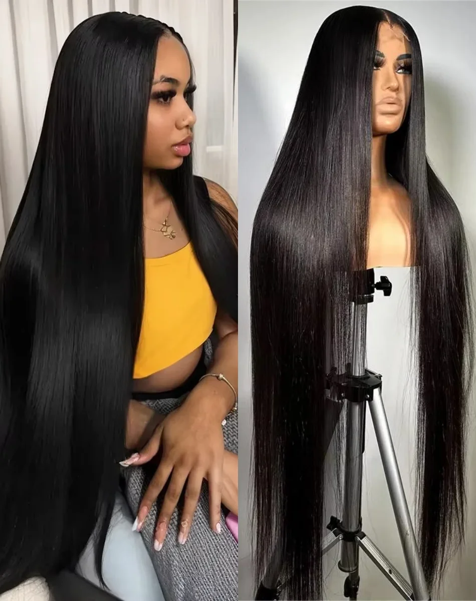 

13x6 Bone Прямой парик из натуральных волос на передней части 46 дюймов 200 Плотность Hd Прозрачные кружевные фронтальные парики для женщин 13x4 Бразильские парики из волос