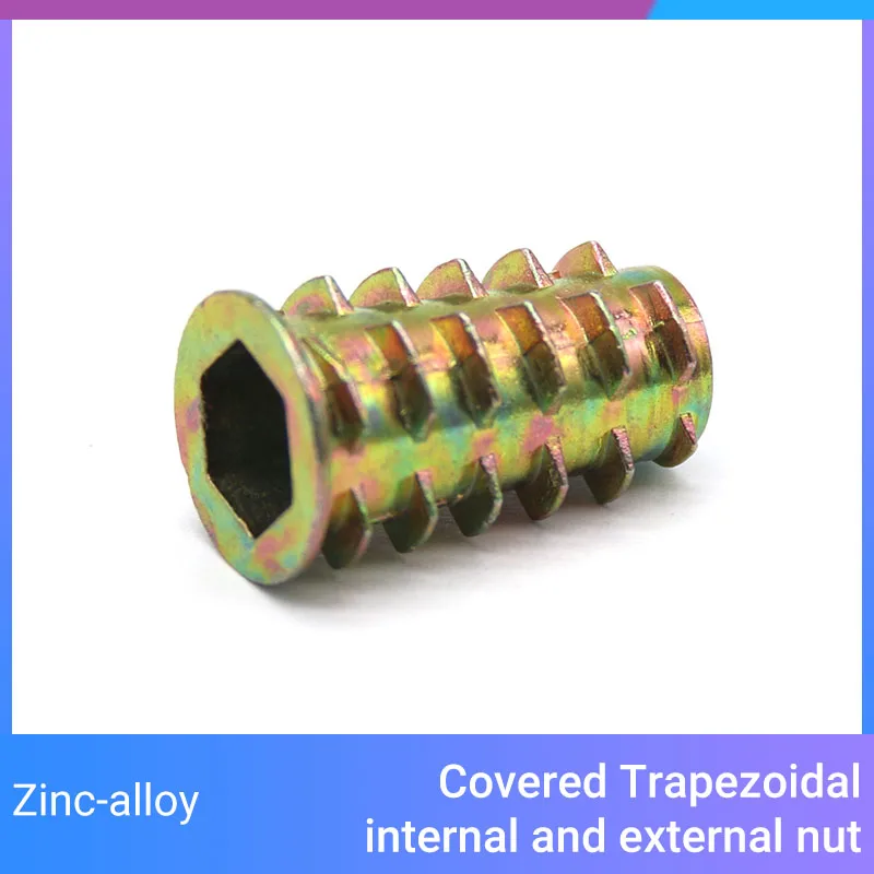 Zinc Alloy Hex Socket Threaded Wood Insert Nuts M4 M5 M6 M8 M10 Assortment Kit All Sizes Metric Furniture Bolt Screw Connector