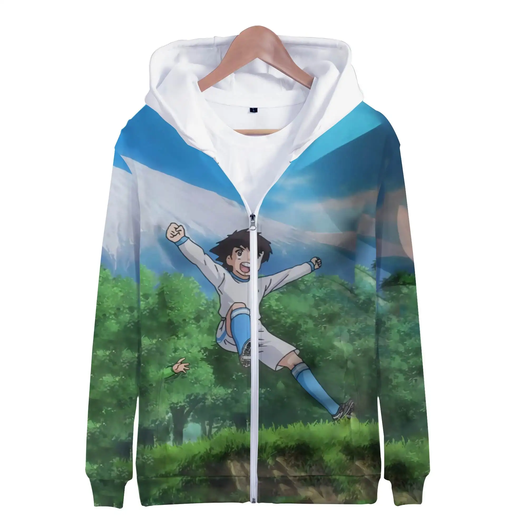 Hoodies Anime Captain Tsubasa 3D Print Zipper Sweatshirts Boys Girls Sweatshirts kids Fashion Long Sleeve Oversized Hoodie Coat