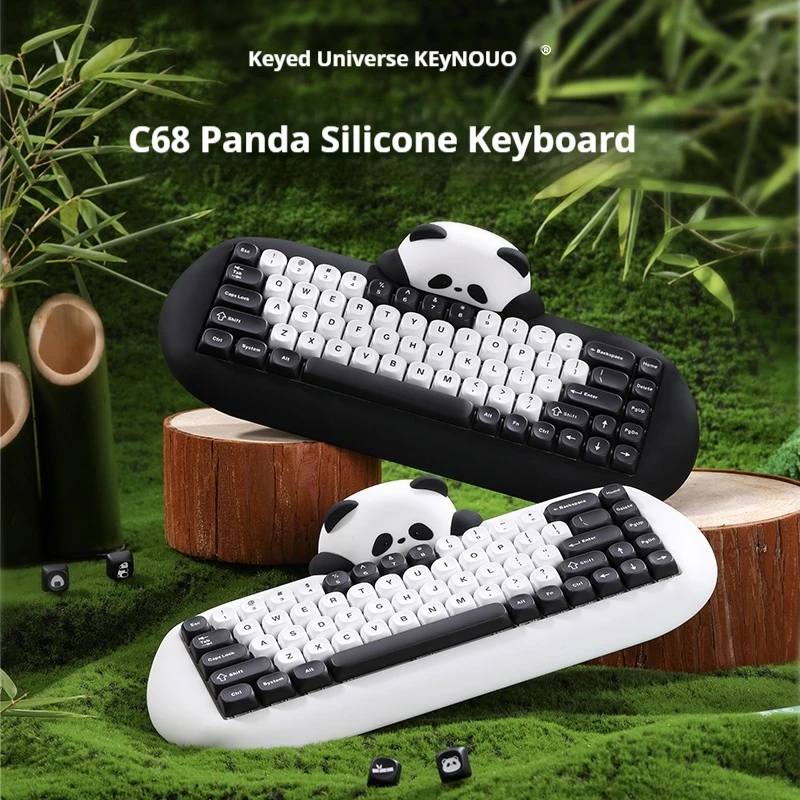 

Keynouo C68 Cat Silicone Mechanical Keyboard Bluetooth Wireless Tri-Mode High Appeara Hot Swap Laptop Gamer Pc Gaming Keyboard