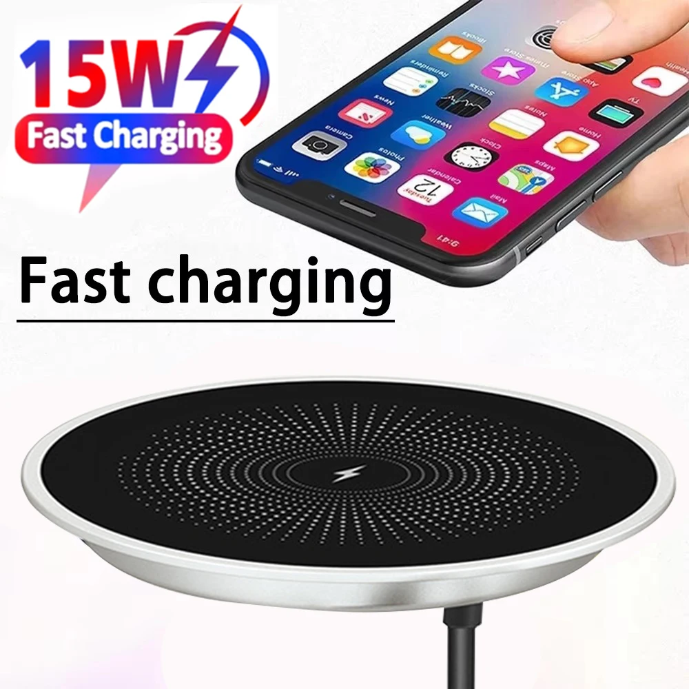 NEUES kabelloses Ladegerät für Desktop-Möbel, eingebettetes Qi 15 W, schnelles kabelloses Ladegerät zum Aufladen für iPhone 11, Samsung, Xiaomi