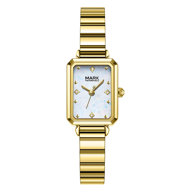 Mark Fairwhale Simple Square Women's Watch Luxury Fashion Stainless Steel Business Quartz Wristwatch for Ladies