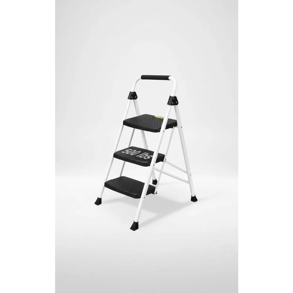 

3-ступенчатая складная лестница с ручкой, легкий стальной табурет для кухни и дома, вместимость 500 фунтов