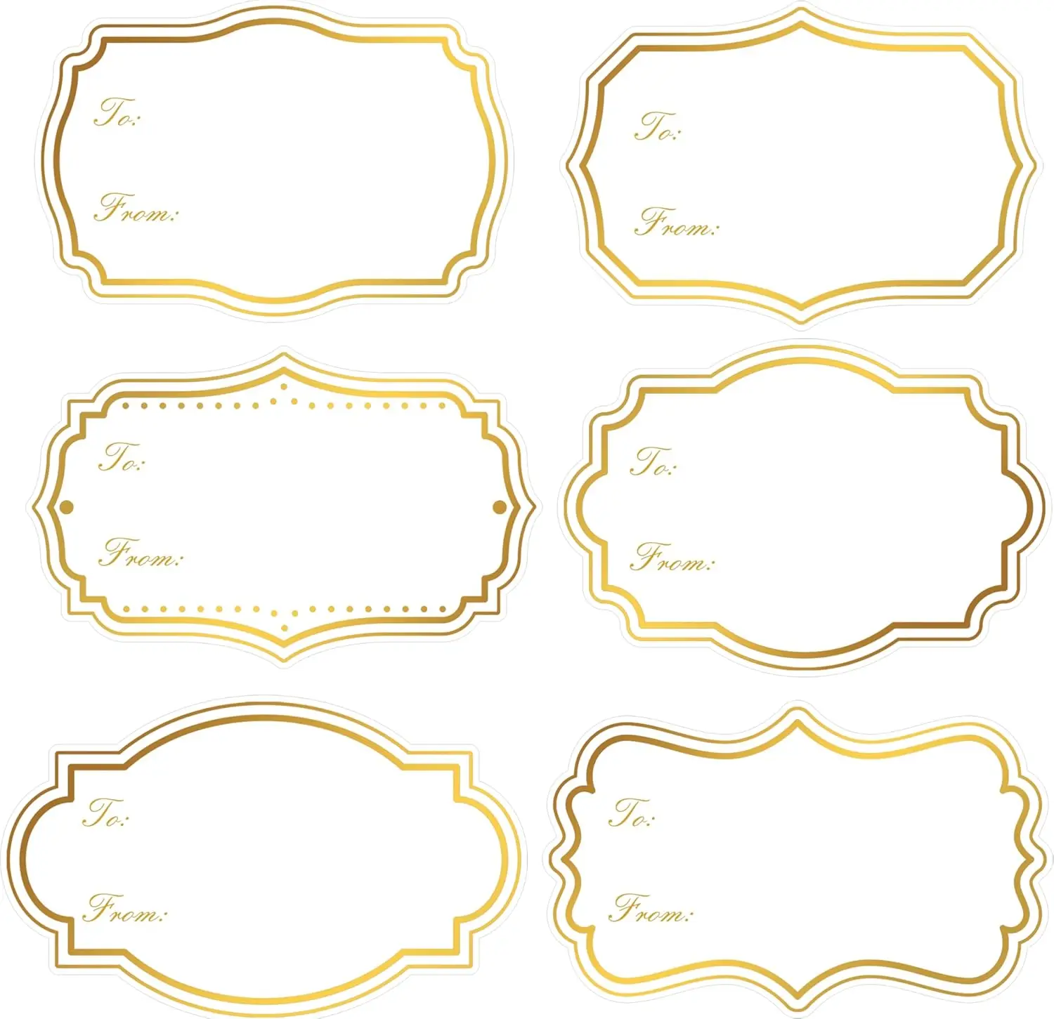 180 قطعة من ملصقات علامات الأسماء الذهبية، ملصقات علامات هدايا ذاتية اللصق مقاس 2 × 3 بوصة لعيد الميلاد والحفلات وديكور المنزل - عبوة كبيرة