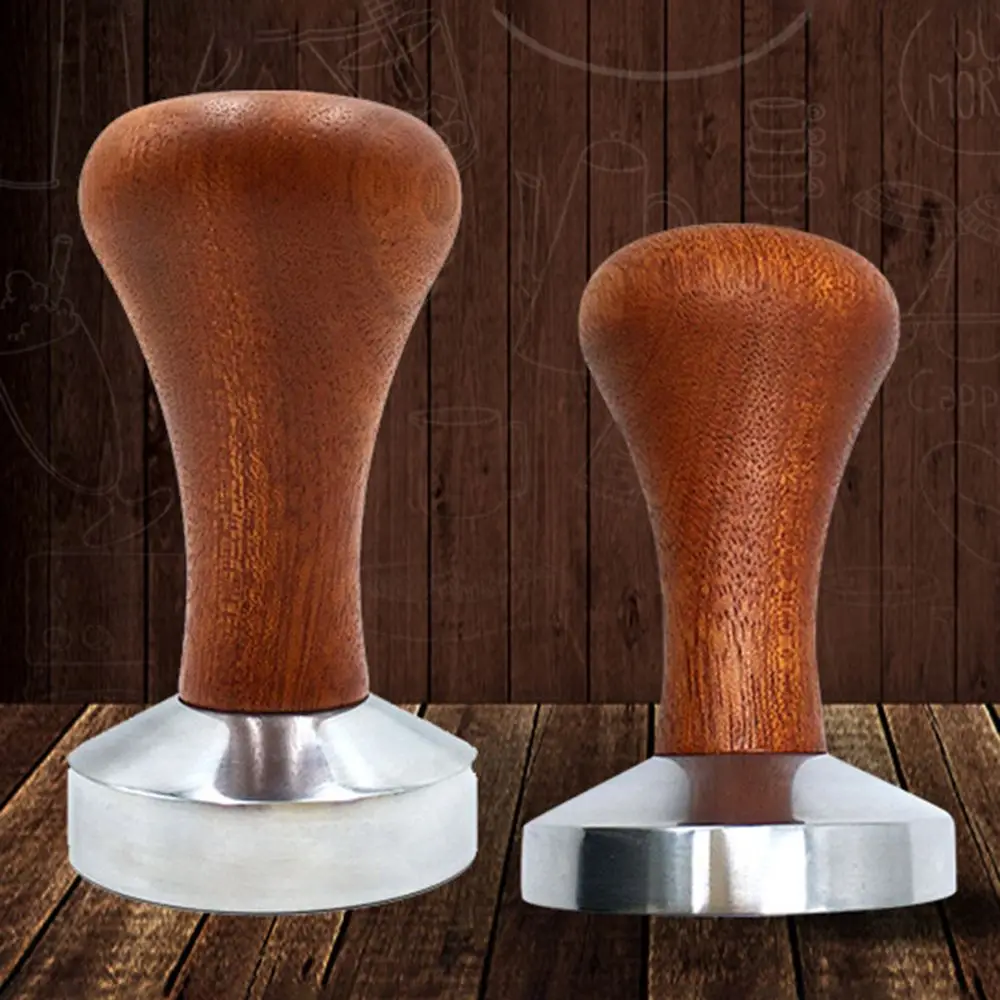 51mm/53mm/58mm Espresso Coffee Tamper Powder Hammer Wood Handle Espresso Tamper Coffee Distributor Tampers for Coffee