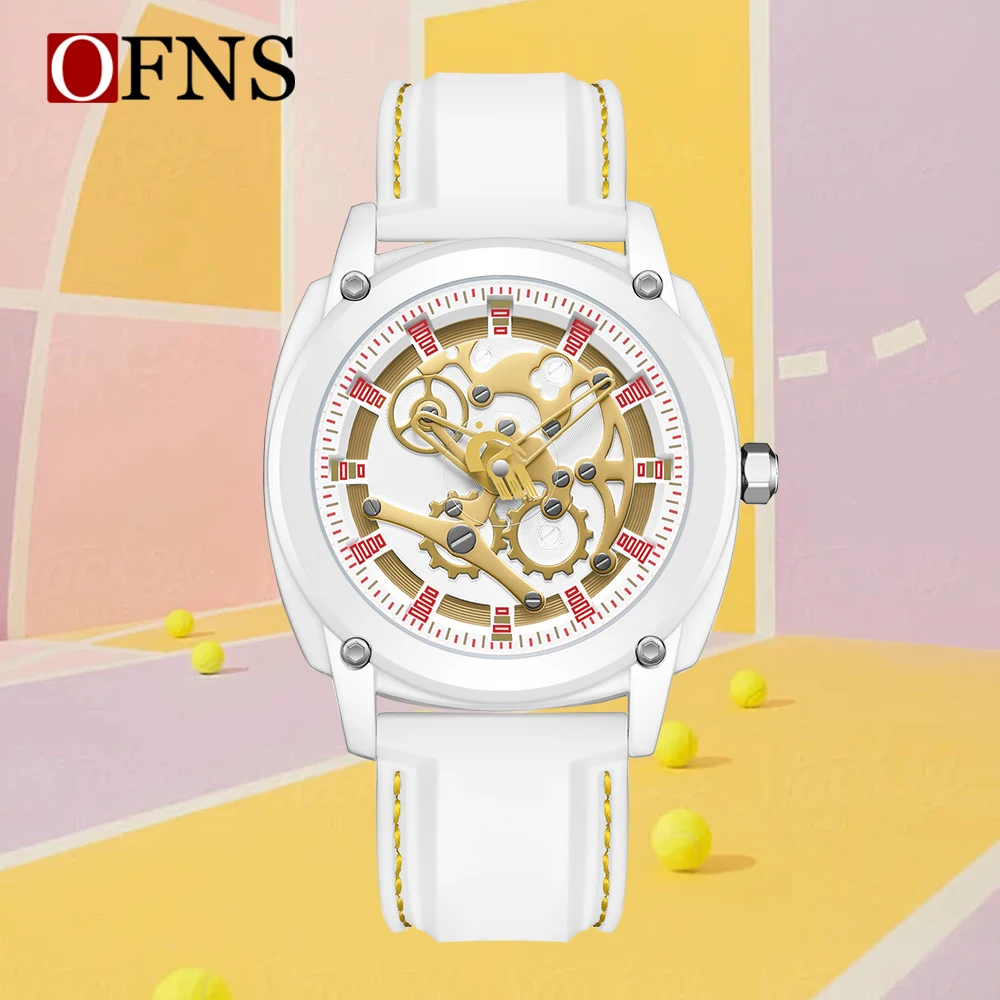 

OFNS 3235 New Design Fashion Reloj For Men Soft Silicone Strap 50M Watertight Japanese Quartz Movement Wrist Watches