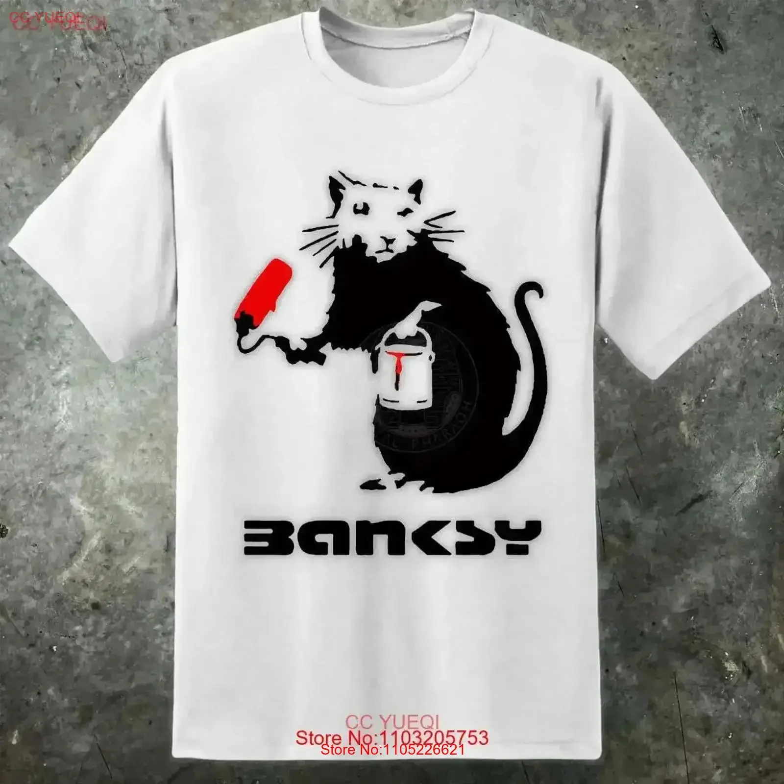 Banksy Inspired Mens Painting Rat T Shirt Street Art Graffiti UK vintage Washed Soft Stretched graphic Breathable Stylish