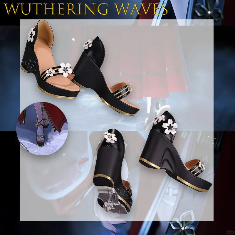 

Wuthering Waves Feixue Cosplay Shoes Anime Game Footwear Halloween Party Sweet Bow Lace Princess Lolita Shoes Halloween party
