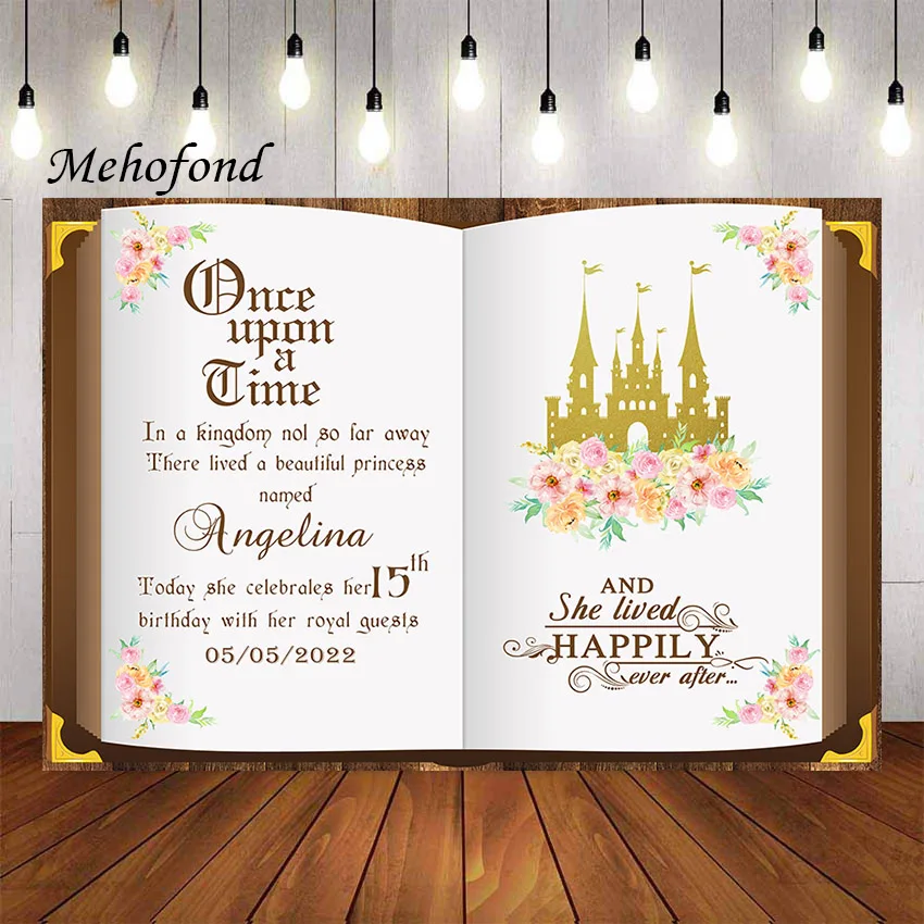 Mehofond Photography Background Once Upon a Time Fairy Tale Book Castle Floral Princess Girl Birthday Party Backdrop PhotoStudio