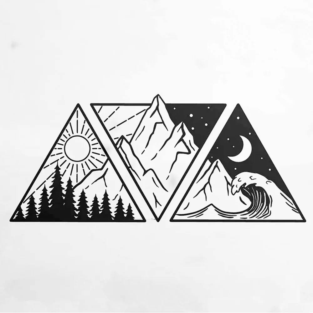 

Ocean Mountain Landscape Vinyl Car Sticker Waterproof UV Resistant for SUV Camper Van Auto Bumper Window Adventure Decal Univers