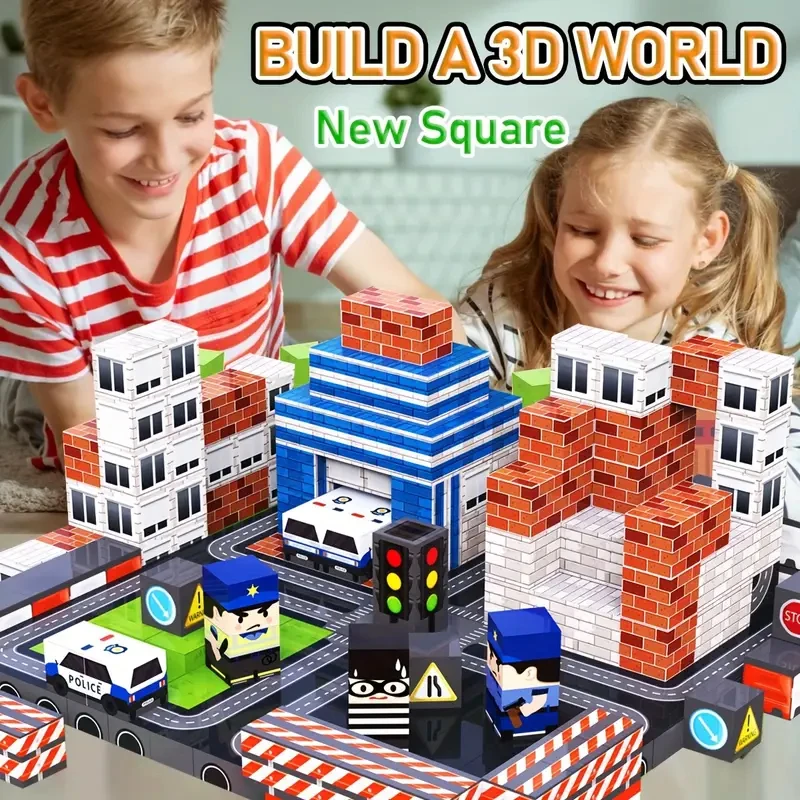2.0cm磁気ブロック 磁気ビルディングブロック 都市交通 磁気ビルディングブロックおもちゃ 子供用キューブ組み立て 旅行ゲームおもちゃ