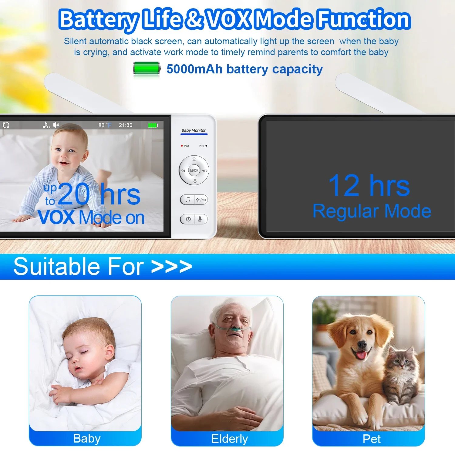 Video Baby Monitor 7 Inch Display Screen Mother Kids Home Security Protection Wireless IP Camera 5000mAh Battery Surveillance