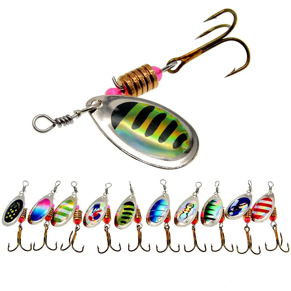 16/10Pcs Metal Spinner Spoon Lure Kit Enhanced Reflectivity High Spinning Speed Fishing Tackle Rust-Resistant Sharp Hooks