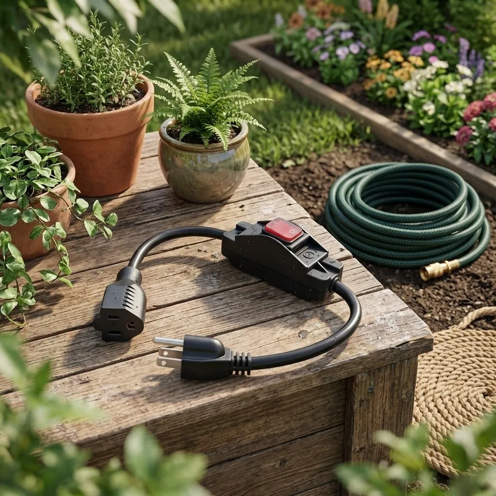 0.5M Extension Cord with Integrated Power Switch Compatible with For NEMA 5-15P and 5-15R Electrical Standards