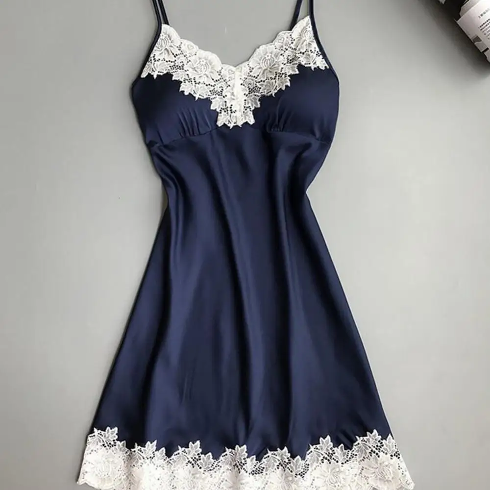 

Women Nightdress Sexy Padded V-Neck Lace Strappy Erotic Sleepwear