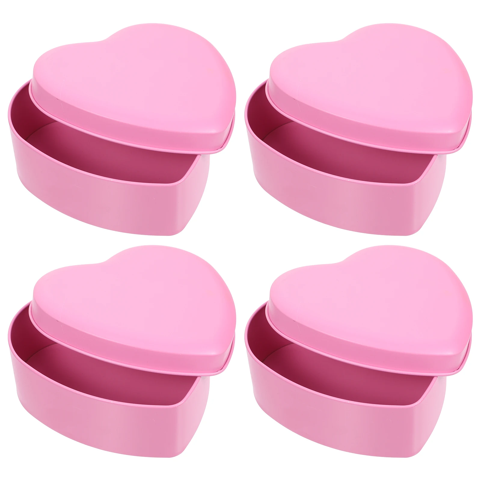 

4pcs Candy Gift Box Pink Heart Shaped Containers with Lid for Party Valentines Sweets Holder Candy Storage Box Durable Portable