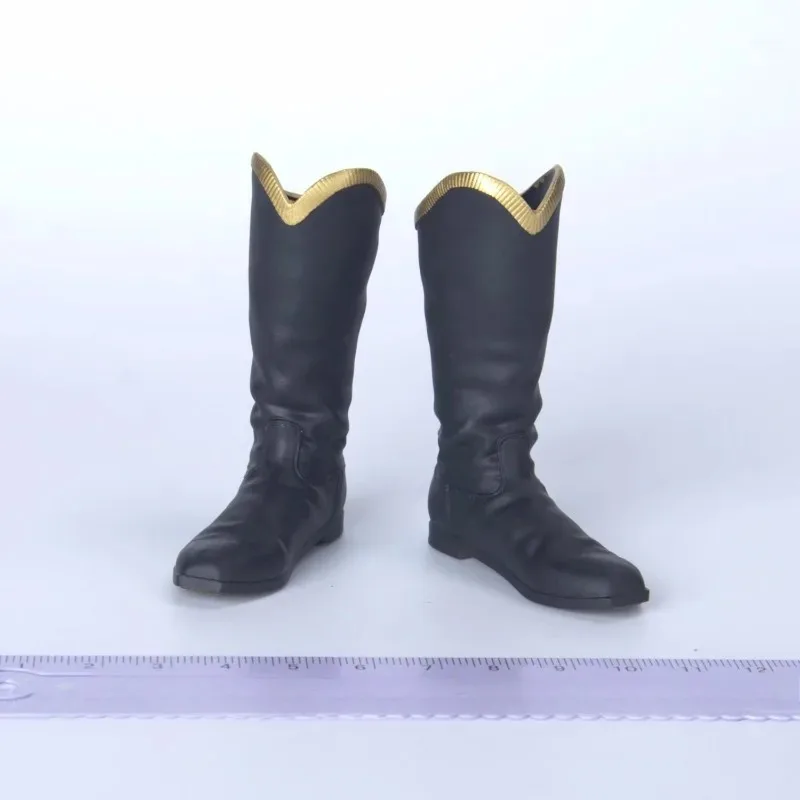 1/6 Scale Male Soldier Black Middle Ages Boots Spur Boots Hollow Shoes Model Fit 12