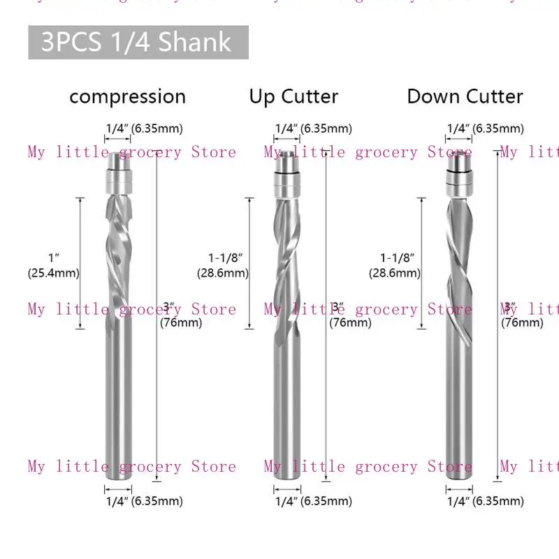 D5BD-Router-Bit-Profilerstellung auf-spinn-down-Spinning-Verbindung Trimmschneider 1/4 Shank Endmühle Feste