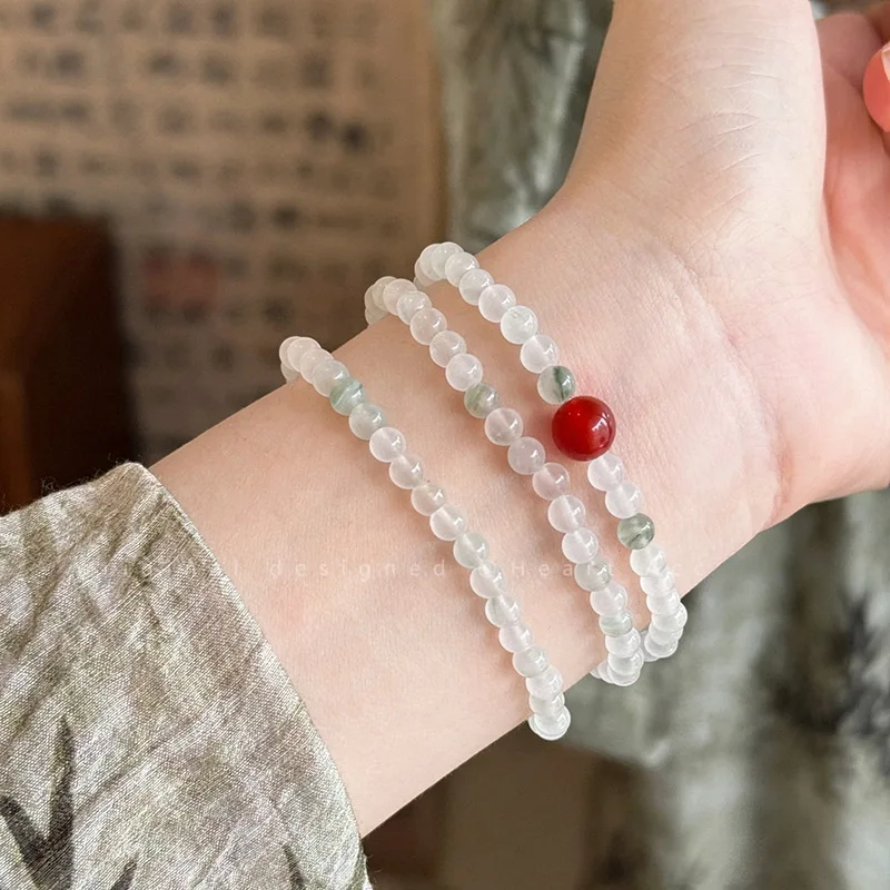 Natural Stone Multi-Layer Stackable Bracelet for Women New Chinese Ancient Style Beaded Jewelry Elegant High-End Hand Ornament