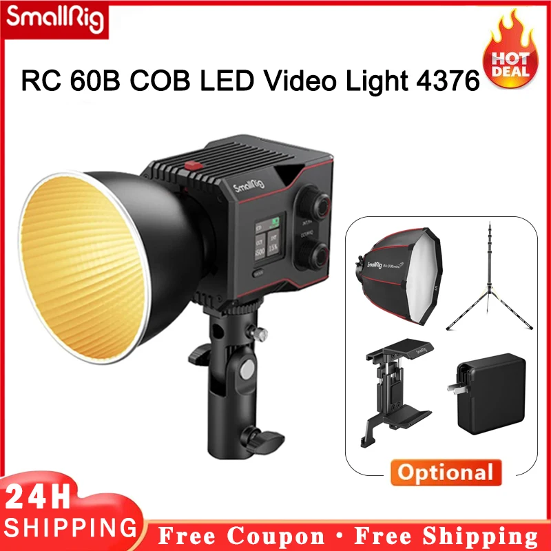 

SmallRig RC60B RC 60B 2700K-6500K LED Video Photography Light 60W with Silent Cooling Fan Handheld Portable Fill Light 4376