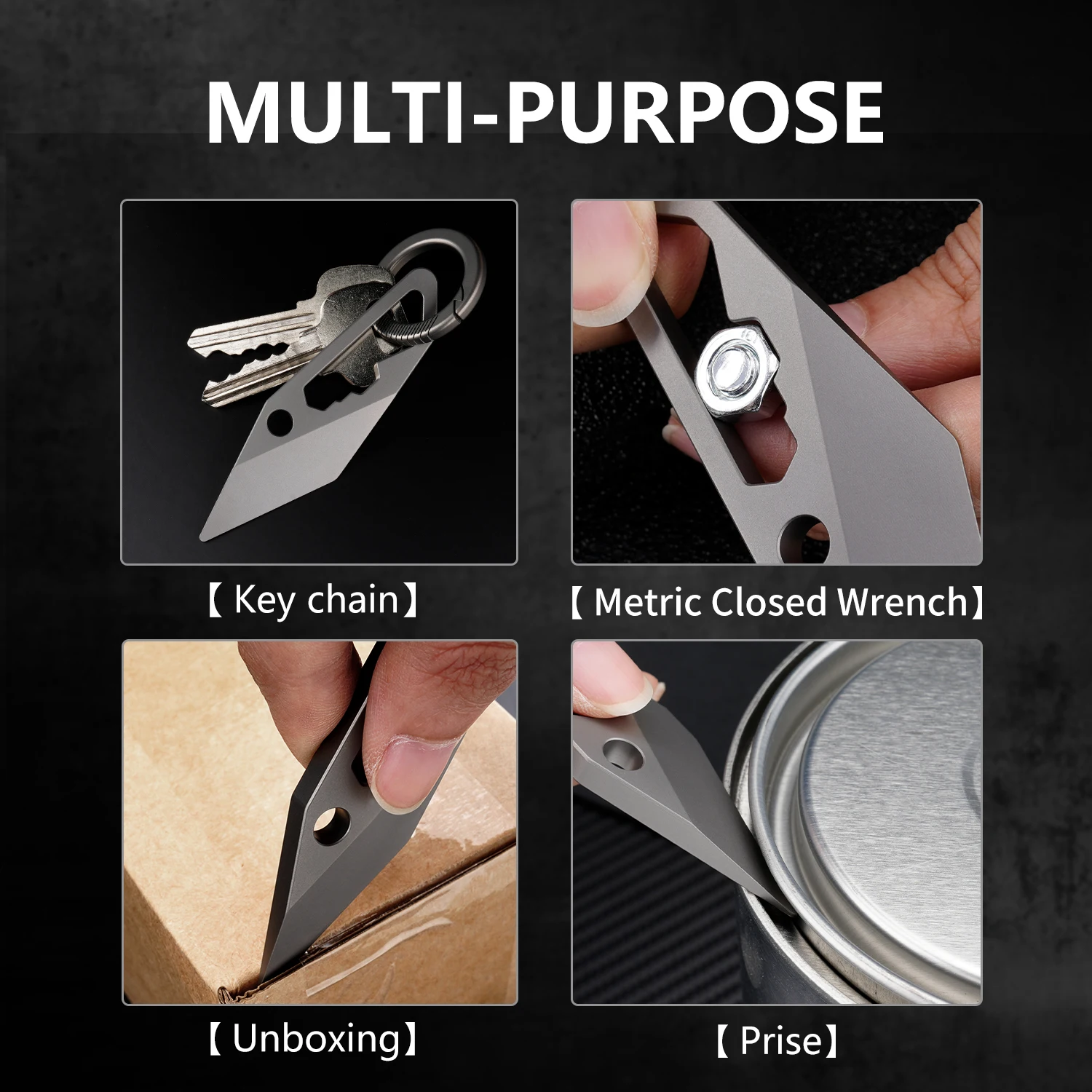 TGZUO Mini Pocket TC4 Titanium Crowbar 3.3 Inch CNC Multifunctional Pry Bar EDC Camping Survival Utility Tool