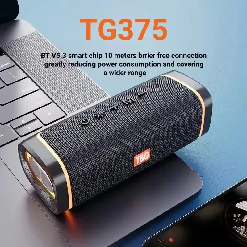 TG375 30W High-powe Wireless Bluetooth Speaker Portable Sound Column with RGB Lighting TWS 3D Stereo Subwoofer FM Radio Boom Box