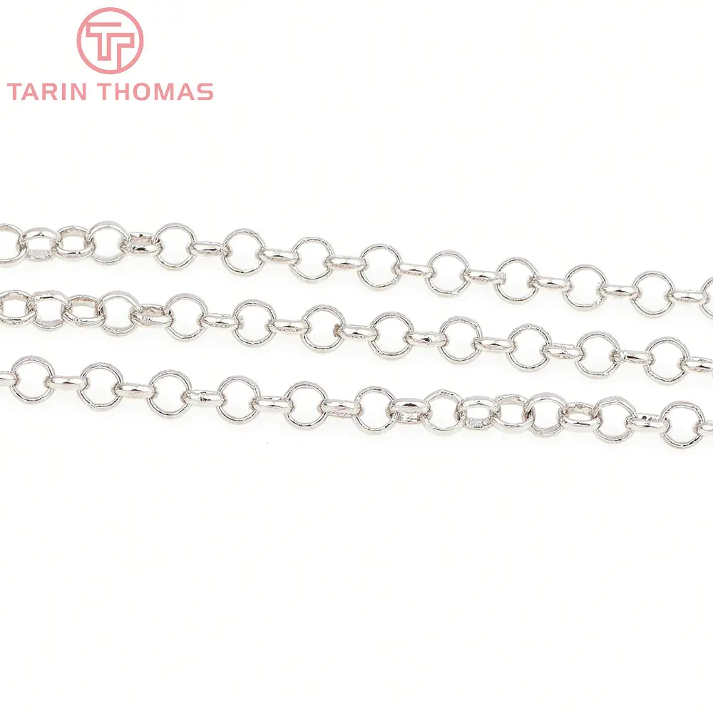 (4292)2 Meter 2MM 2.5MM 3MM 24K Champagne Gold Color Plated Brass Round Link Chains Necklace Chains Quality Jewelry Accessories