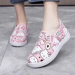 Sanrio Hello Kitty Graffiti scarpe di tela stile coreano basso aiuto carino cartone animato traspirante scarpe Casual per scarpe da donna per studenti