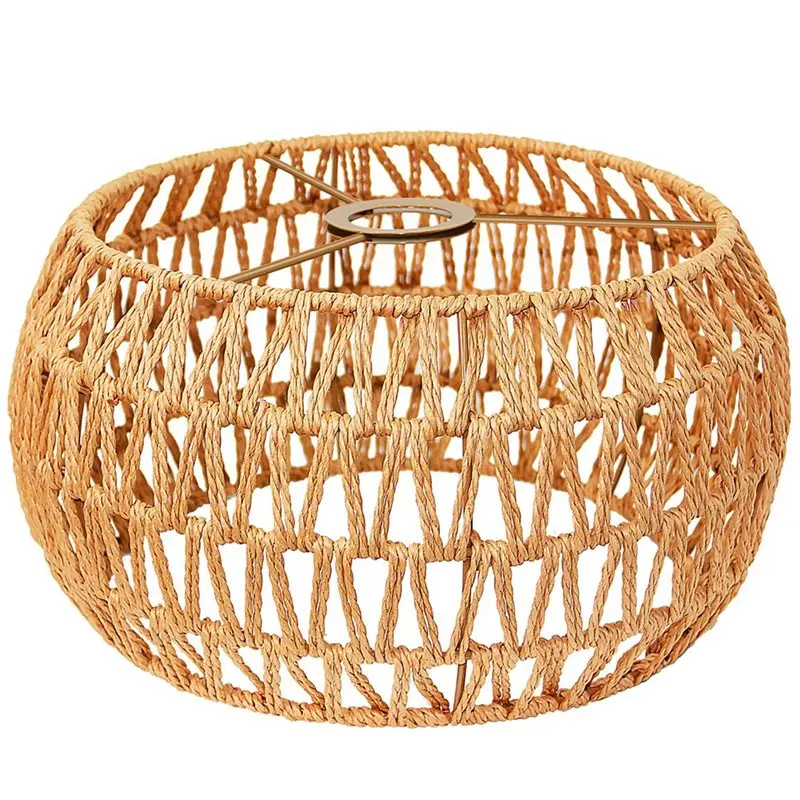 

HHO-Woven Lampshades For Floor Lamps Rattan Pendant Lights Boho Rattan Lamp Shades Hanging Light Lamp Shades