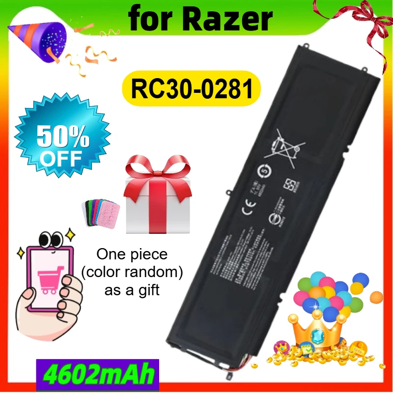

Аккумулятор для ноутбука RC30-0281 для Razer Blade Stealth 13 Stealth 13 2018 2019 GTX 1650 Max-Q RZ09-03102E52-R3U1 4602 мАч