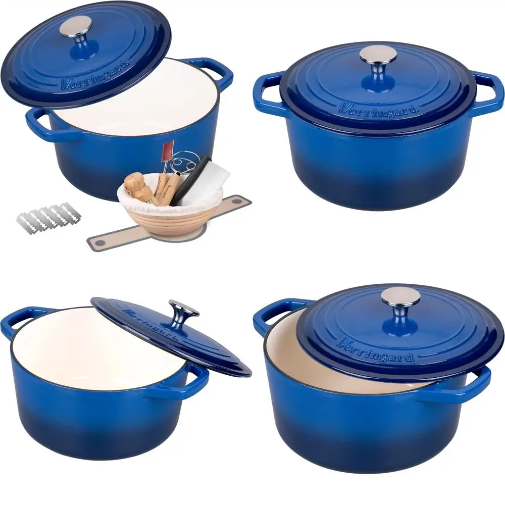 

Bread Baking Dutch Oven, Enamel Cast Iron Pot with Lid, 4.5 Quart, Perfect for Sourdough and Round Breads, Includes Baking Suppl