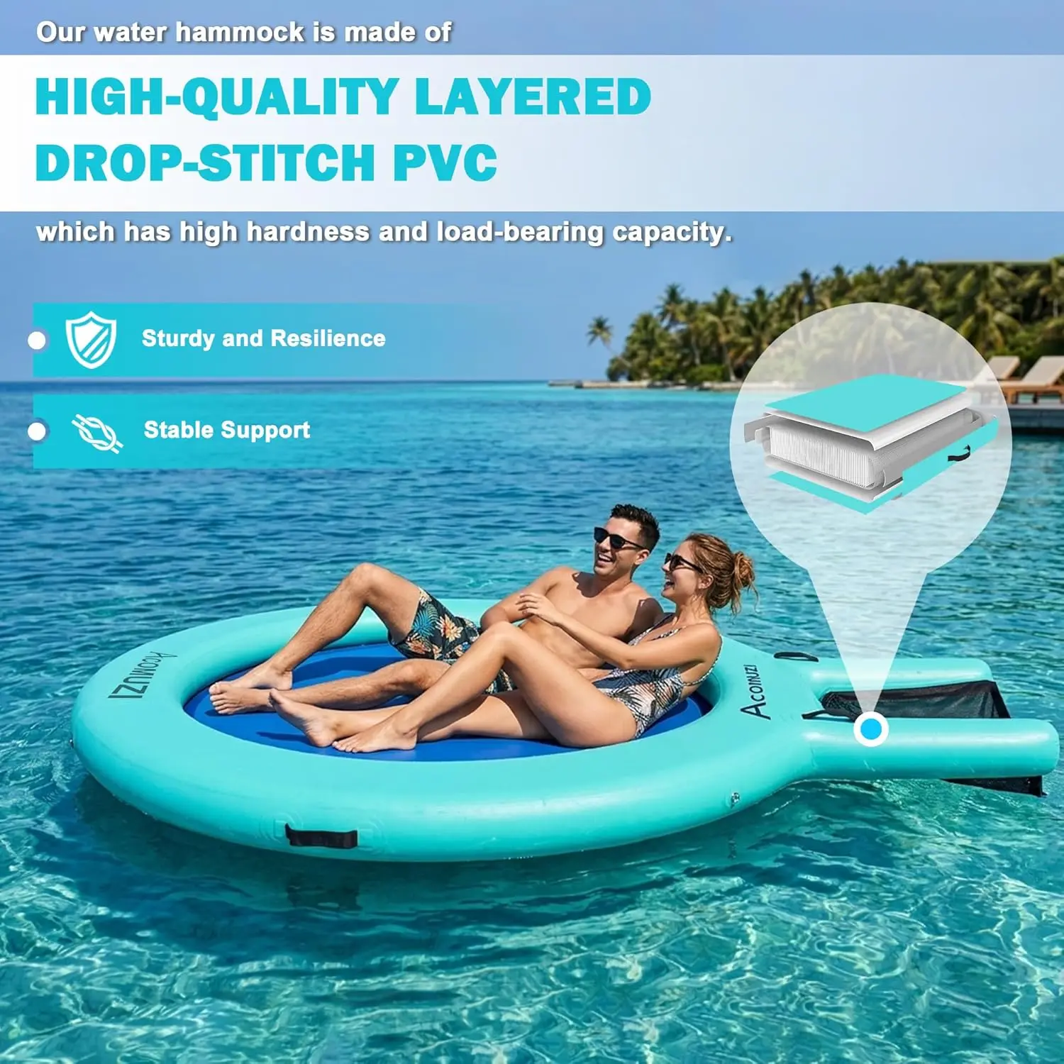 Heavy Duty Inflatable Round Floating Dock & Water Hammock, 4/6/8/10/12FT Lake Floats for Adults, Pool Float Raft for Ocean and Lake