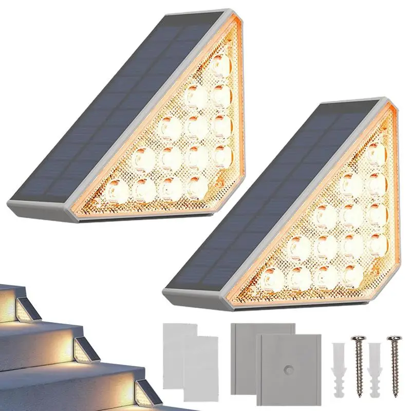 

Curb Appeal Lights Led Outdoor Step Lights Deck Lights Solar Powered Triangle-Shaped Stair Lights Waterproof For Stair Deck