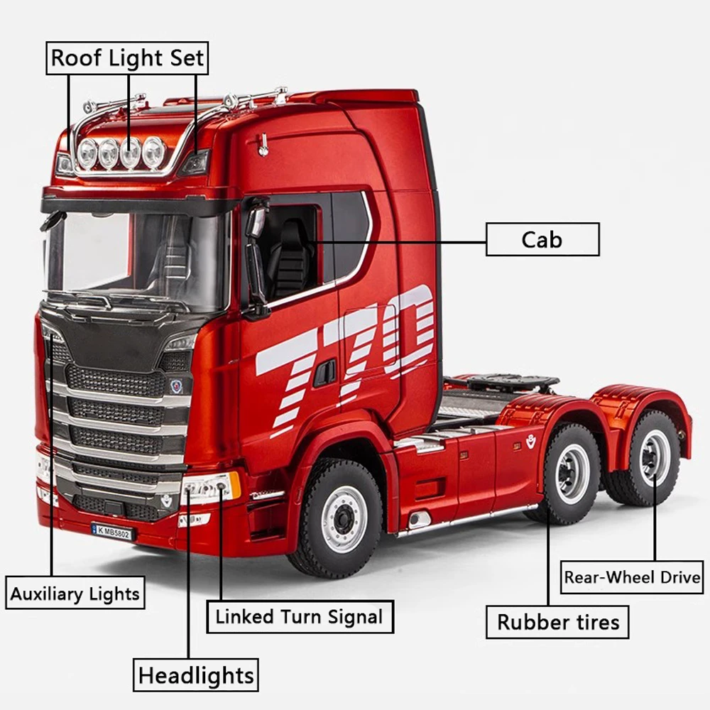 

HUINA 1501 19CH RC Truck 770S Scania Alloy Tractor 2.4G Remote Control Engineering Trailer Truck with Light and Sound Foam Box