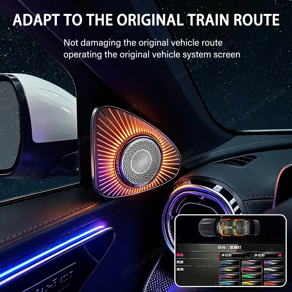 New Original 64 Color 3D/4D/5D Rotating Tweeter Speaker For Benz W214 W206 X254 W223 Car Ambient Lighting Audio System Upgrade - view 3