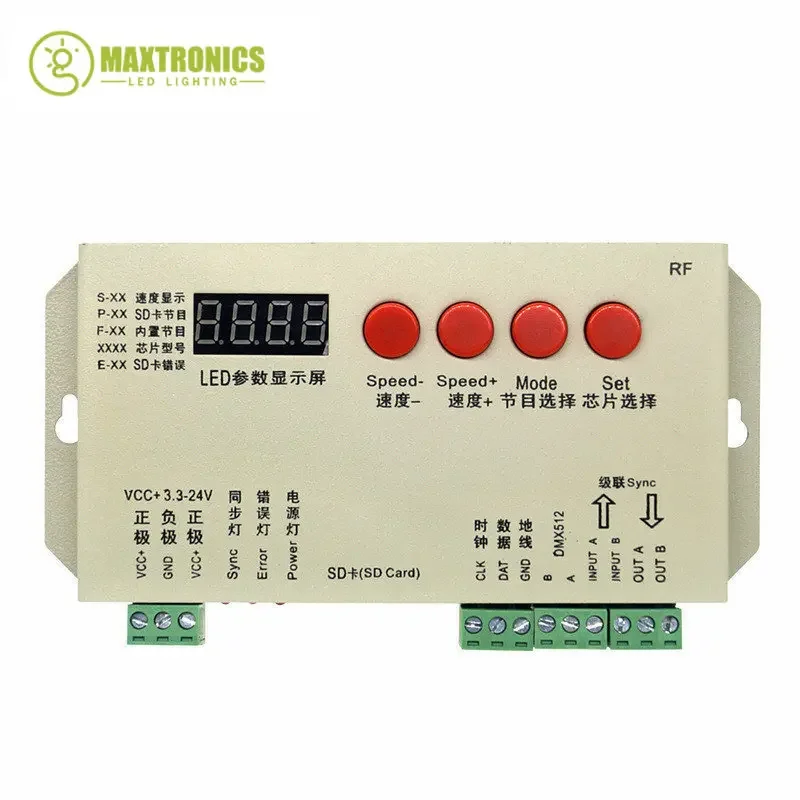 LED Strip Light Controller, cartão SD para IC, WS2812, WS2811, WS2815, 1903, DMX512, DC5V-24V, T1000S Atualizado, K1000S, SPI Pixel, RGB, IC