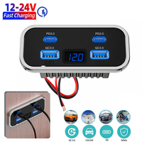 12/24V QC3.0 PD Car Charger Socket Quick Charge Dual USB Dual QC 3.0 Fast Charging Outlet Panel Adapter for Truck Camper Caravan