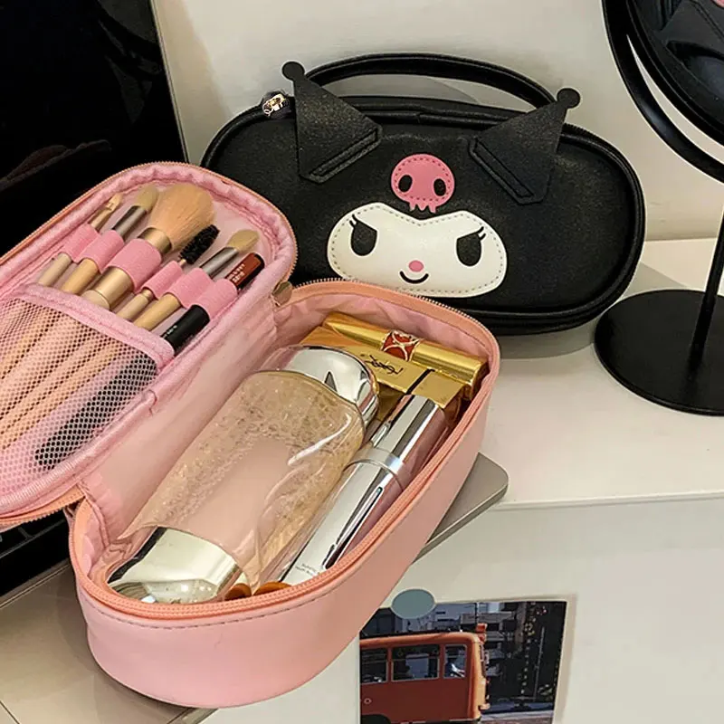 Borsa per il trucco in Pu da donna Anime Sanrio Kuromi Melody Cinnamoroll articoli da toeletta Organizer per cosmetici borsa con cerniera da viaggio