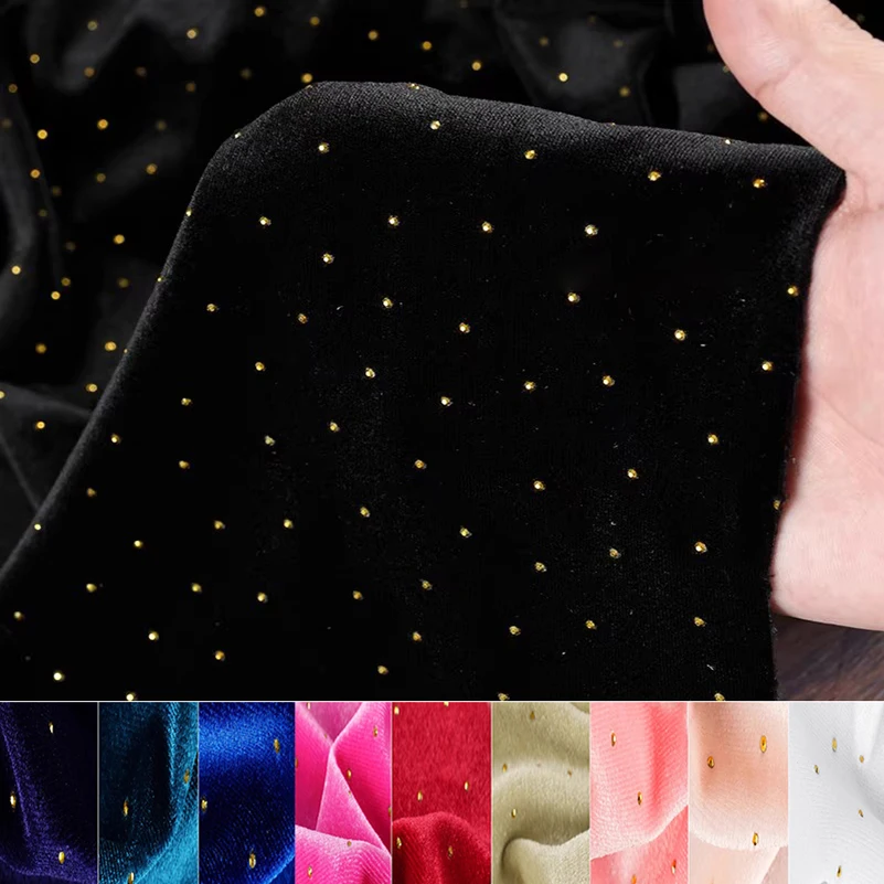 Golden Diamond Korean Velvet Flash Stretch Soft for Sewing Clothes Skirt Clothing Fabric by Half Meter