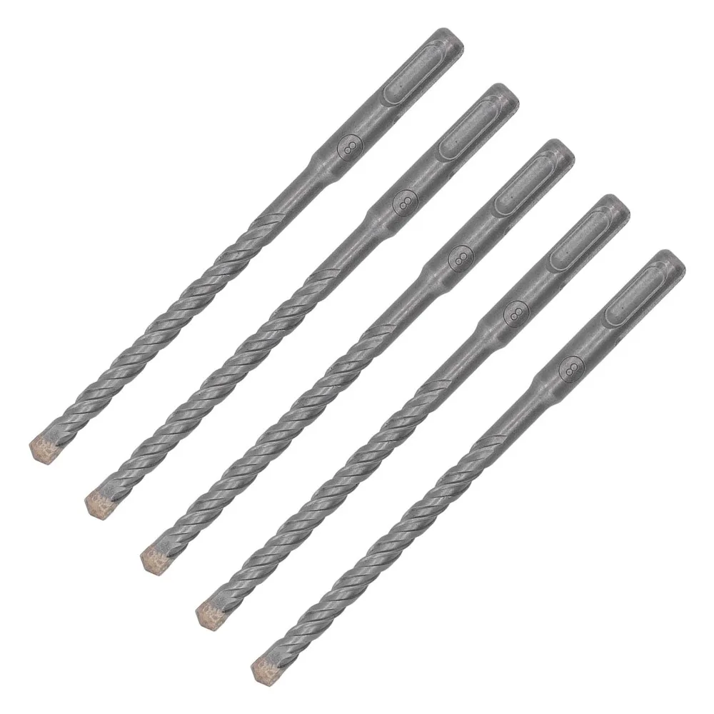 5pcs Carbide Tip Rotary Hammer Drill Bits 2 Flute Design 160mm Length Masonry Drill Bits 5/32 Inch Diameter Self Centering
