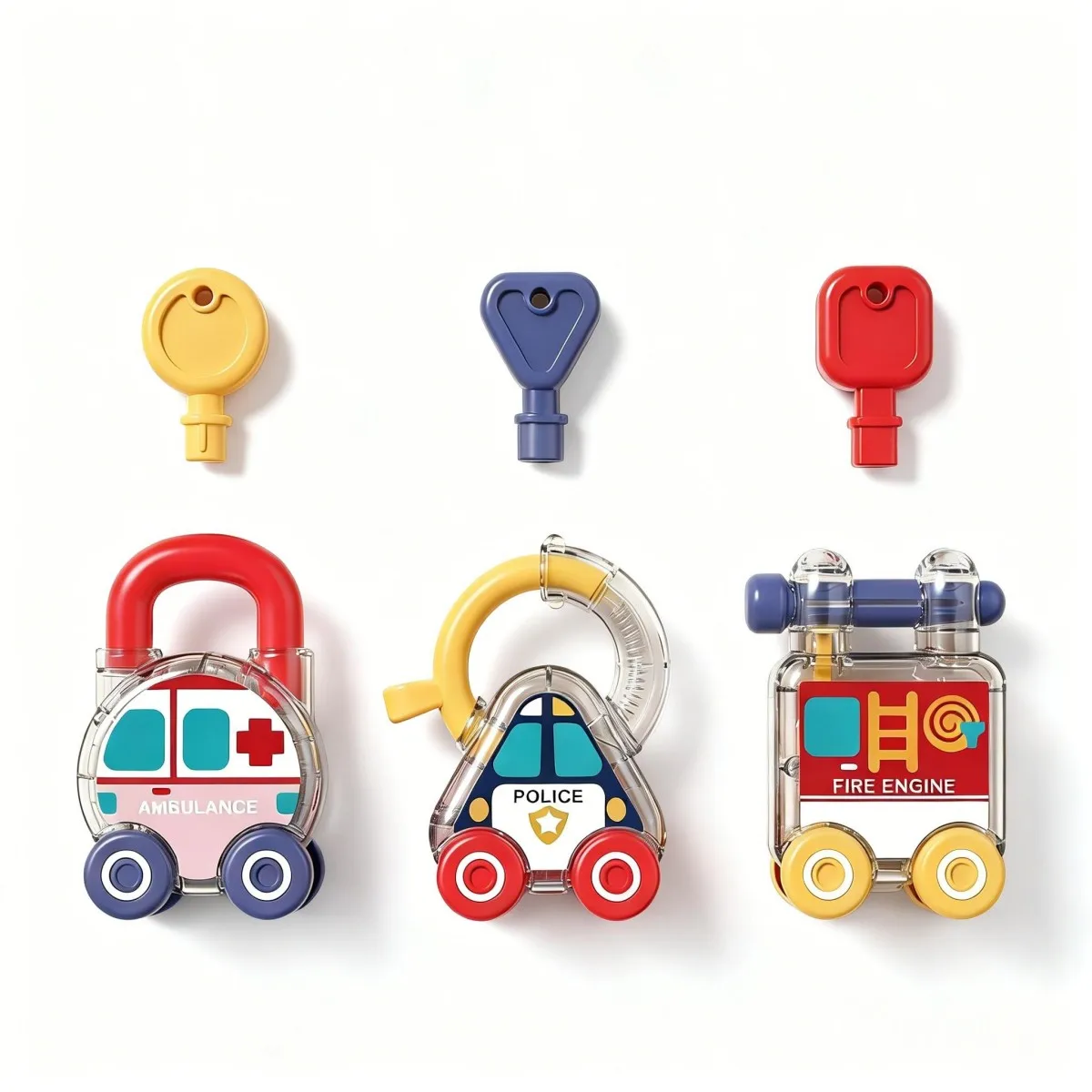 

Набор из 3 игрушек-головоломок для раннего развития: машинка и поезд с ключами, развивающие математические и моторные навыки, Монтессори-игрушки, подарок на день рождения для детей