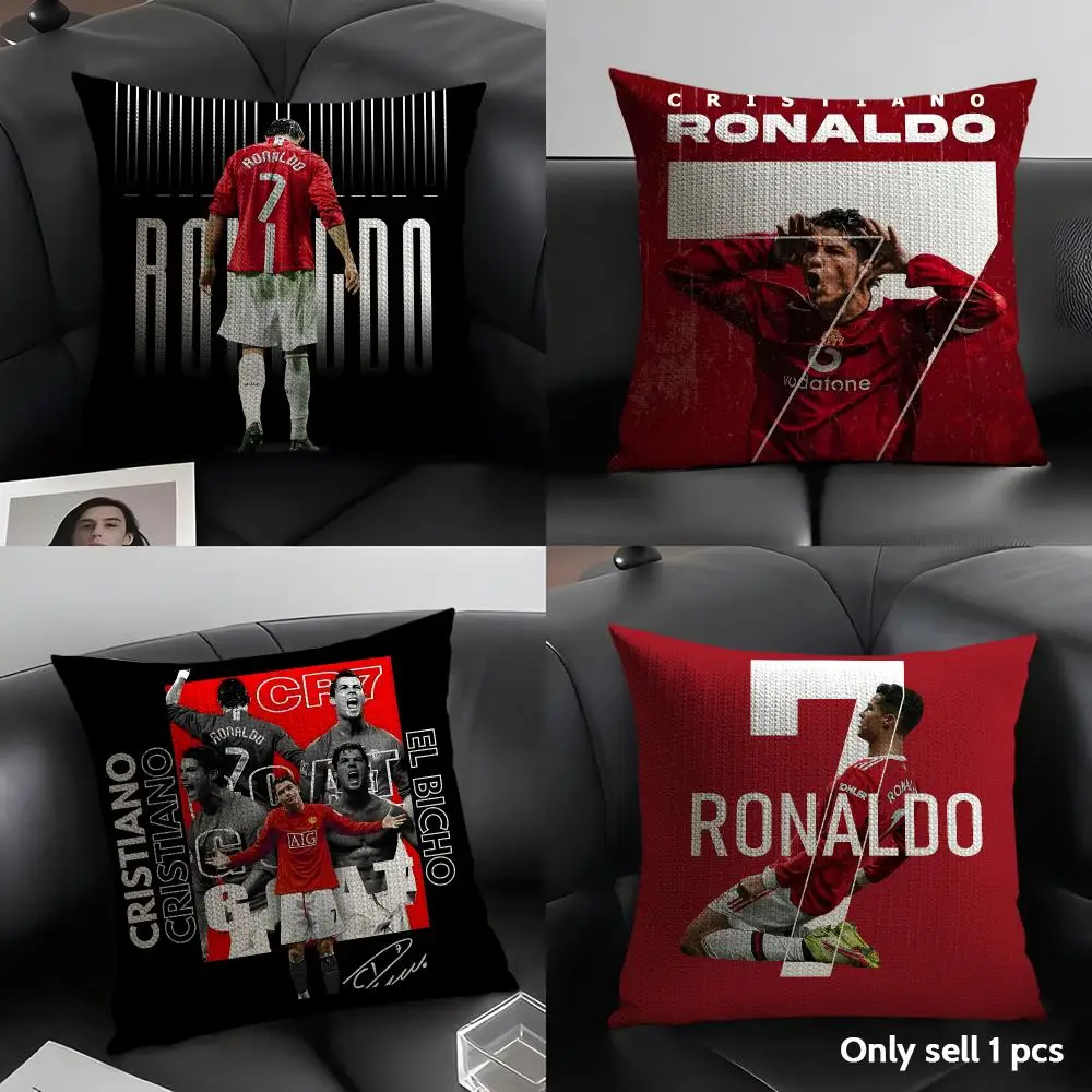 C-Cristiano R-Ronaldo Cushion Cover Natural Linen Organic Fabric Double-Sided Printing Breathable Perfect Gift For Decor
