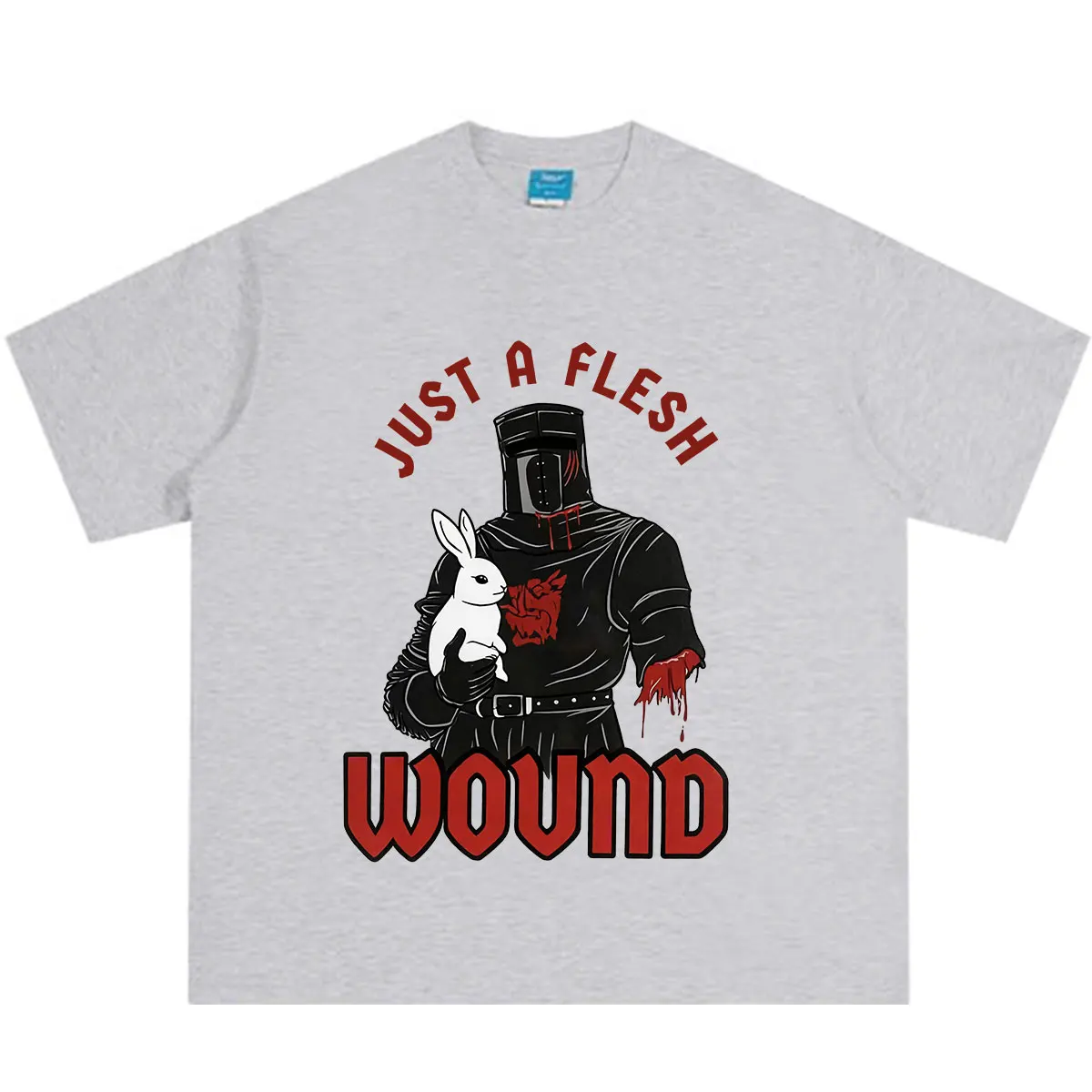 Just A Flesh Wound Black Knight Parody Medieval Funny Meme T-Shirt Men Women Vintage Loose Casual Cotton Harajuku T-shirts Tops