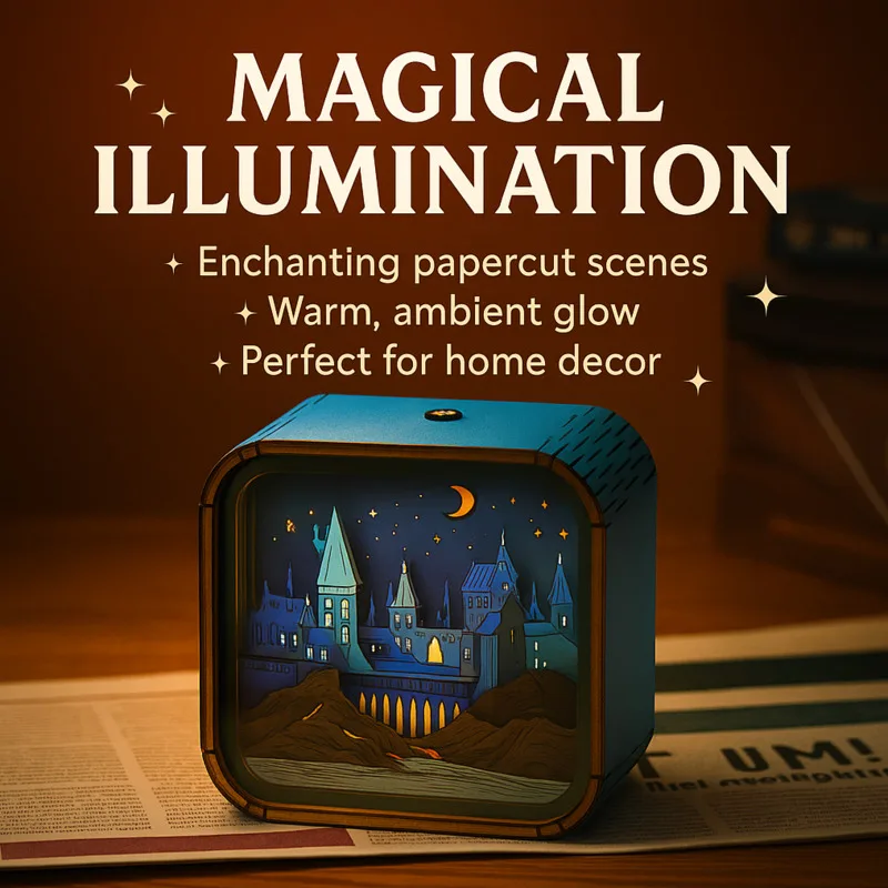 

Wizard School Style Night Light 3D Wooden LED Lamp Fairy Tale Bedside Decor Gift For Children Room Or Birthday Surprise