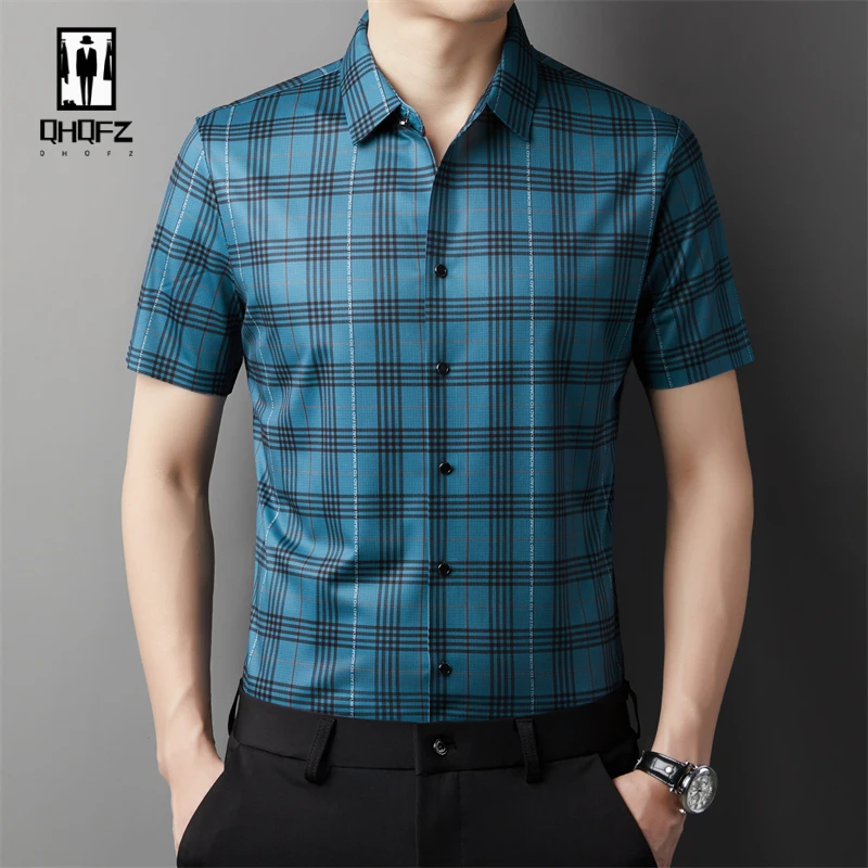 2024 Summer New Men's Business Casual Printed Short Sleeved Shirt Fashion Comfortable Wrinkle Resistant Top