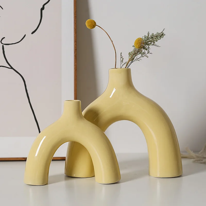

Arch ceramic vase Nordic light luxury living room flower arrangement ornament home decoration gift