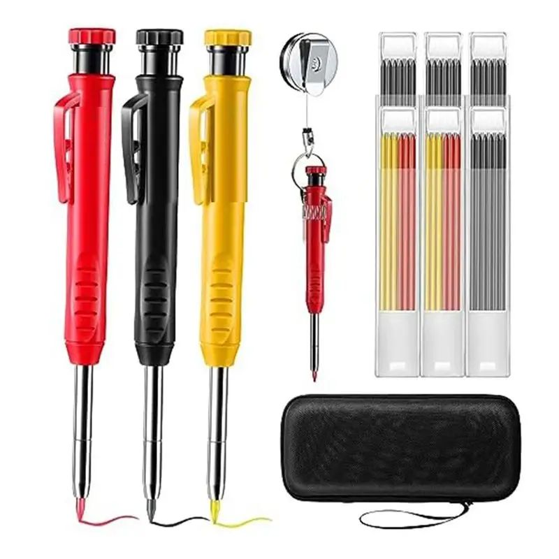 Leading-1Set Deep Hole Marking Structure Pencil Holder Retractable Pen Holder Metal ,For Woodworking