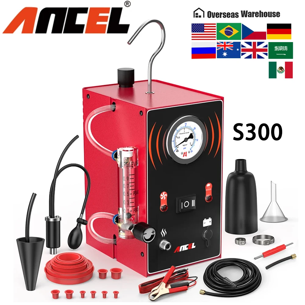 

2024 ANCEL S300 Car Smoke Leak Test Turbo 12V with Air Pump EVAP Leakage Locator Oil Smoke Pipe Generator for Car Motorcycle