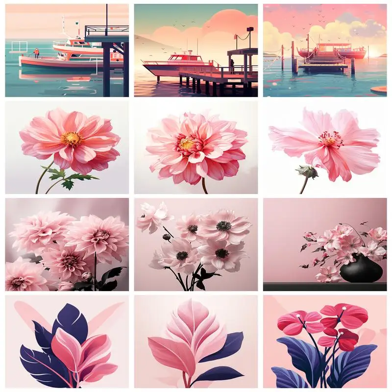 

RUOPOTY Painting By Numbers Pink Flowers Acrylic Paint Paintings Canvas Paint Hand Painted Kits DIY Crafts Decor For Home